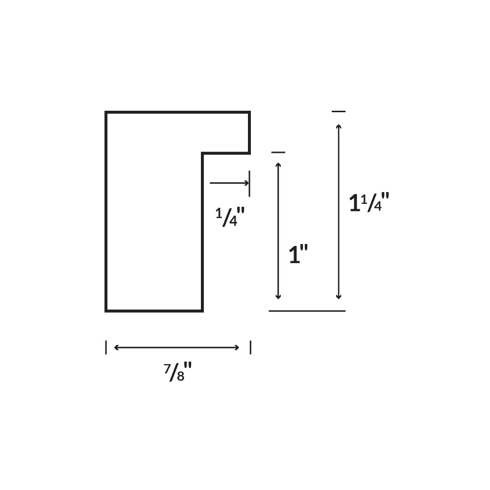 Modern White Picture Frame With Squared Profile, Profile Diagram Drawing