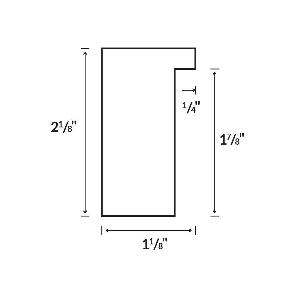Modern Black Picture Frame with Squared Profile, Profile Diagram Drawing