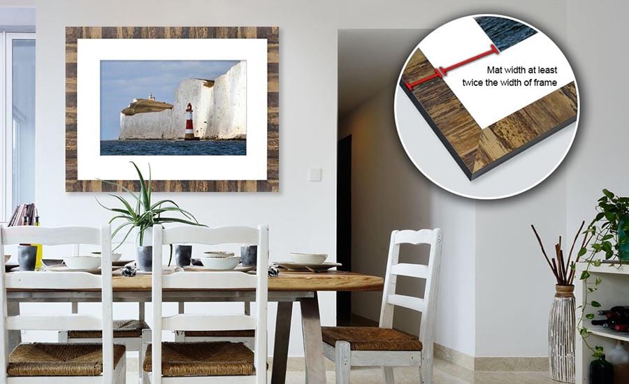 Framed Picture in Room with Mat Width Detail Shown