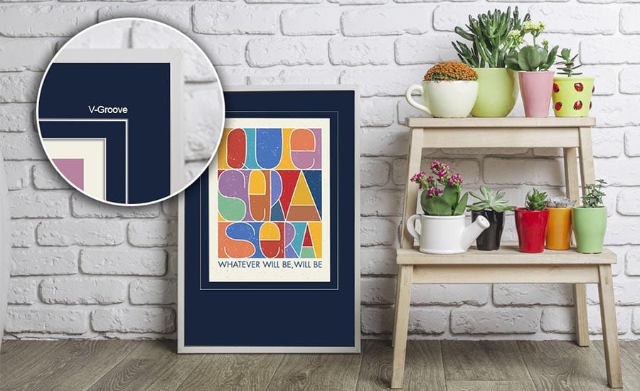 Picture Frame Propped on Wall with Mat Detail Shown