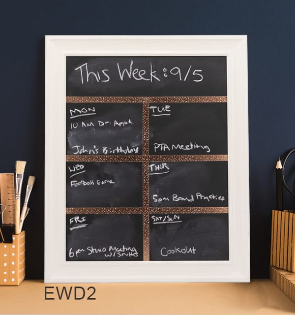 Custom Framed Chalkboard in white frame